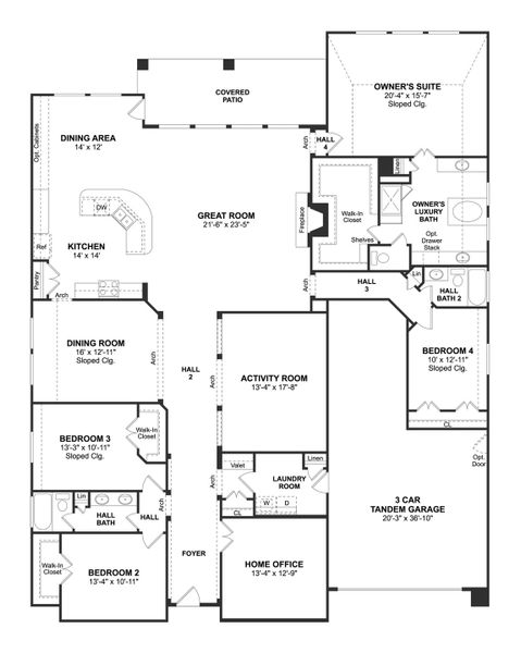 2D floor plan layout for the Hayden by K. Hovnanian® Homes in Lakeview, Waller, TX (Image 3).
