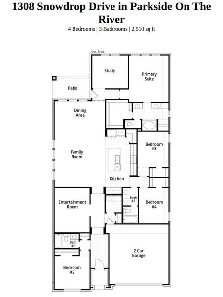 2D floor plan layout of this home in Parkside On The River, Georgetown, TX (Image 4). 2D floor plan layout of this home in Parkside On The River, Georgetown, TX (Image 4).