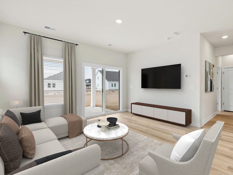 Enjoy quiet movie night or cheer on the big game in the family room.