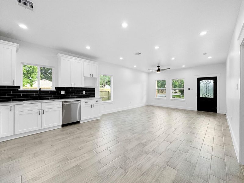 Living area with view to kitchen