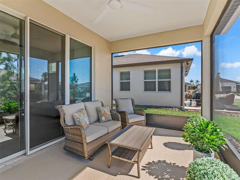 Exterior details and patio area of a home in Del Webb Stone Creek, Ocala (Image 22).