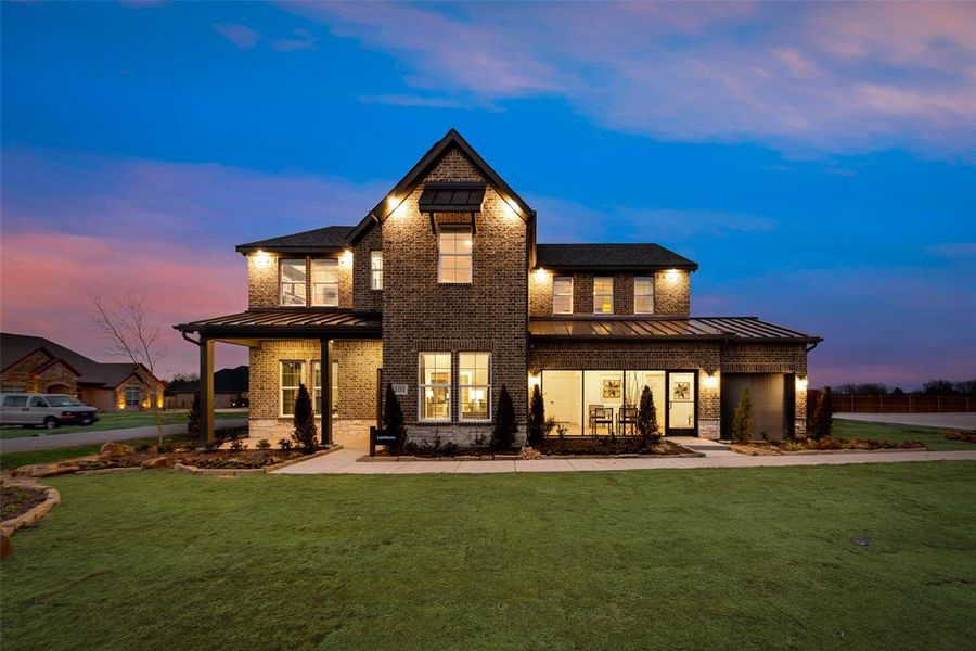 Front exterior of a new home in Aero Vista, Caddo Mills, TX, highlighting curb appeal (Image 2). Front exterior of a new home in Aero Vista, Caddo Mills, TX, highlighting curb appeal (Image 2).