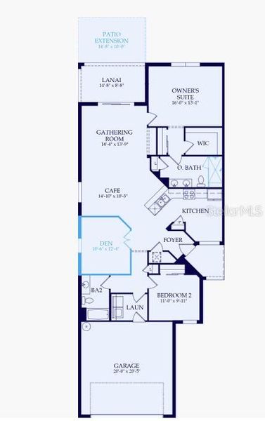 2D floor plan layout of this home in BeachWalk by Manasota Key, Englewood, FL (Image 4).