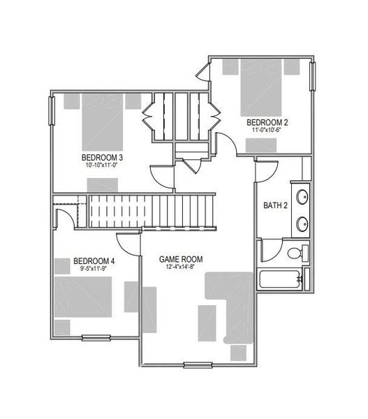 2D floor plan layout of this home in Prairie Winds, Hutto, TX (Image 3).