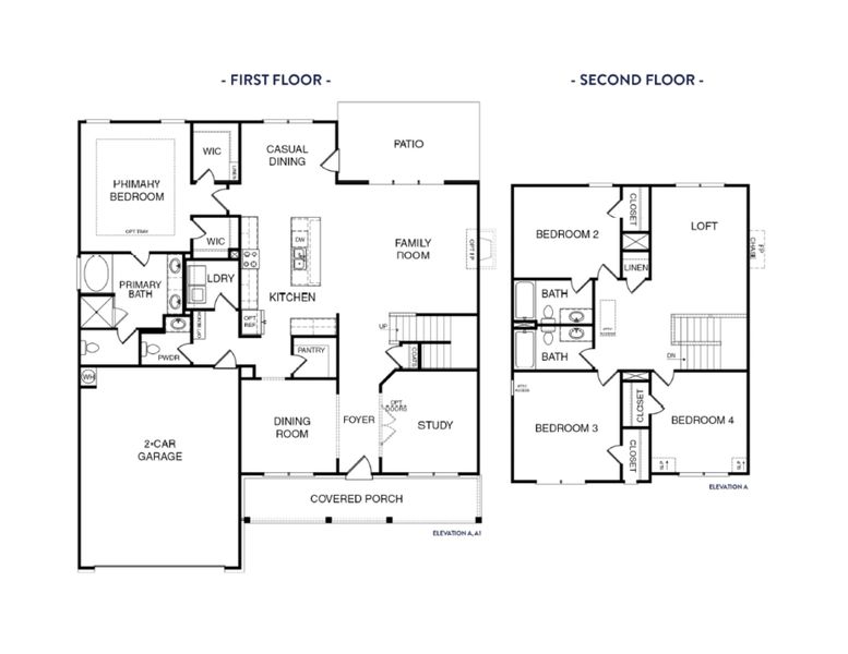 2D floor plan layout for the (GA) The Brooks | Front Entry by Reliant Homes in Red Oak Ridge, Loganville, GA (Image 3).