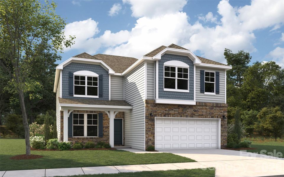 Front exterior of a new home in McFarland Estates, York, SC, highlighting curb appeal (Image 1). Front exterior of a new home in McFarland Estates, York, SC, highlighting curb appeal (Image 1).