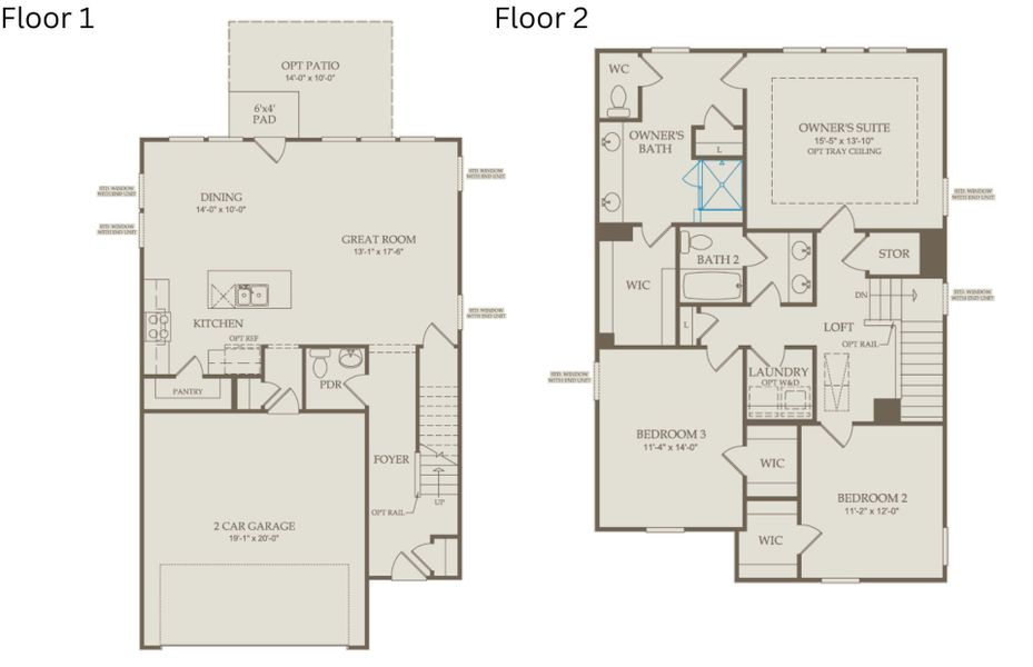 2D floor plan layout of this home in Saunders Farm, Willow Spring, NC (Image 3).