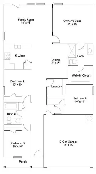 2D floor plan layout of this home in Sunterra, Katy, TX (Image 3).