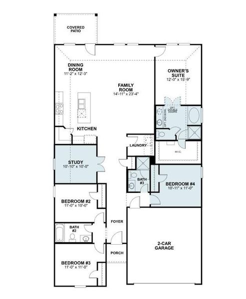 2D floor plan layout of this home in Pinewood at Grand Texas, New Caney, TX (Image 3).