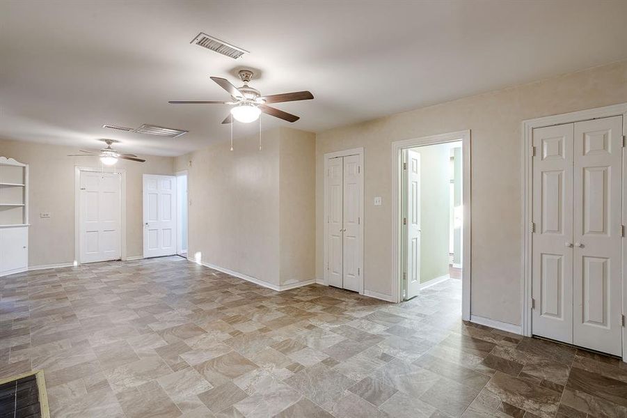 Dual closets and an ensuite bathroom Dual closets and an ensuite bathroom
