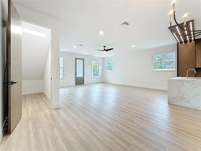 Dining area plus additional storage tucked under the stairs. Dining area plus additional storage tucked under the stairs.