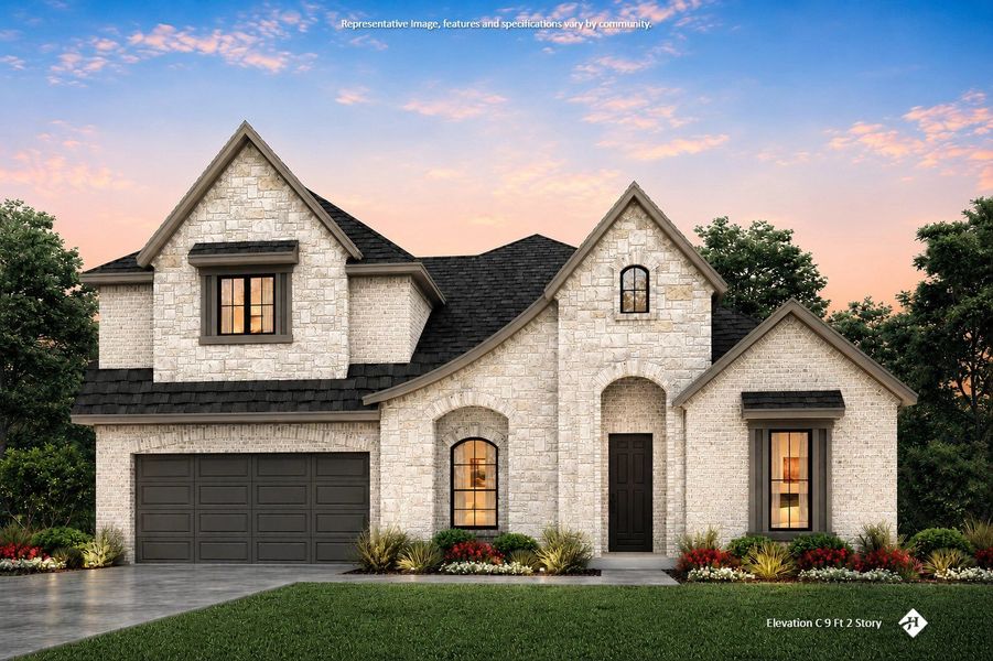 Front exterior of a new home in Redden Farms - Phase 1, Midlothian, TX, highlighting curb appeal (Image 2). Front exterior of a new home in Redden Farms - Phase 1, Midlothian, TX, highlighting curb appeal (Image 2).