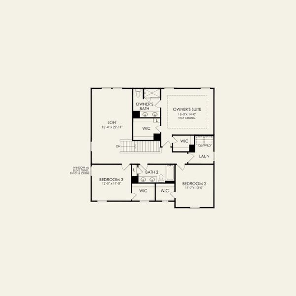 2D floor plan layout for the Austin by Pulte Homes in The Retreat at Carolina Ridge, Harrisburg, NC (Image 5).