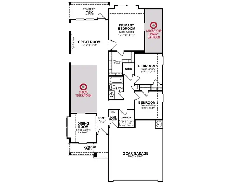 2D floor plan layout for the Hickory by Beazer Homes in Arabella on the Prairie, Richmond, TX (Image 3).