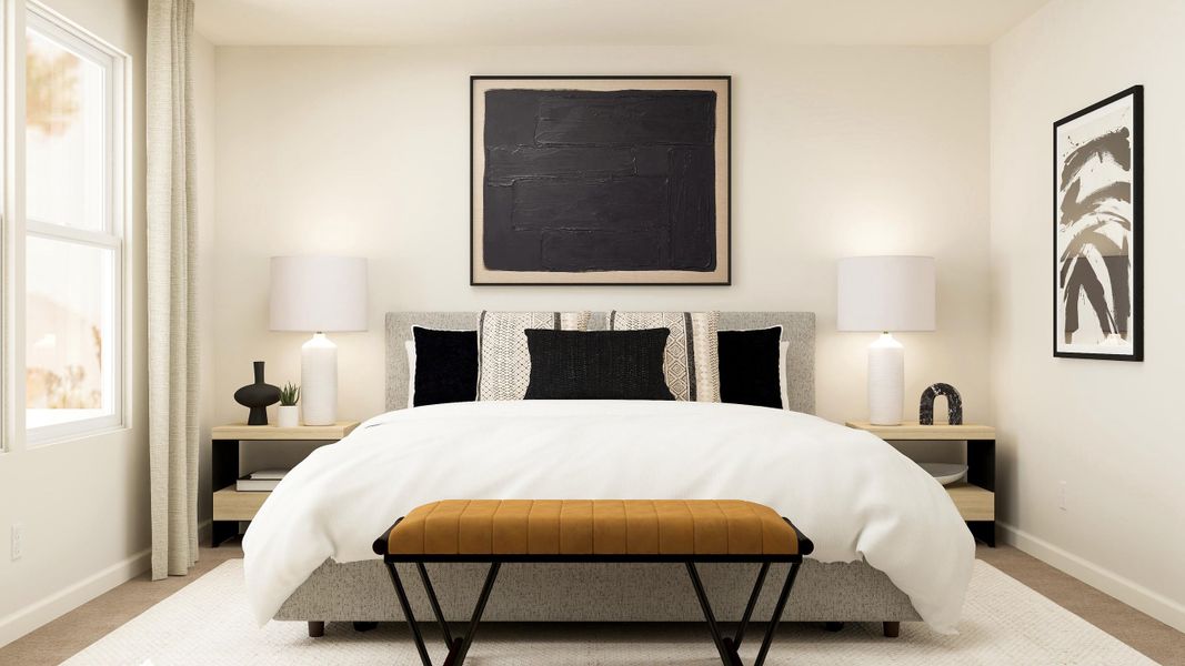 A bed in a room. A bed in a room.