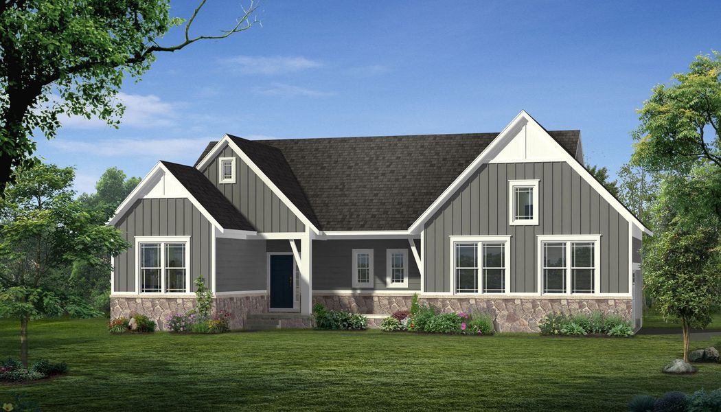 Representative exterior photo of a completed home built from the The Boulder Side Entry by Norfolk Homes in The Grande Estates, Jackson, MI (Image 21).