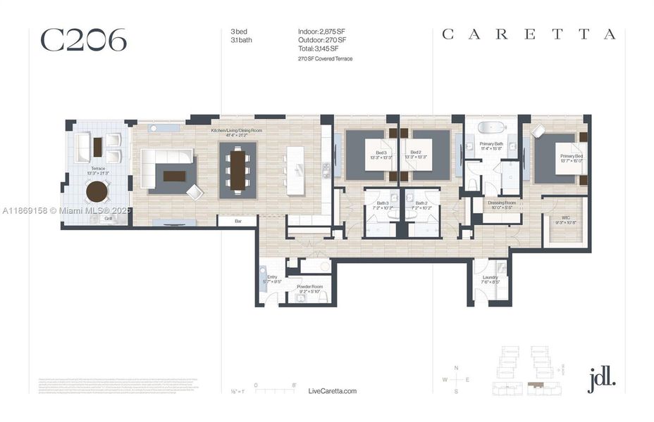 2D floor plan layout of this home in , Juno Beach, FL (Image 2).