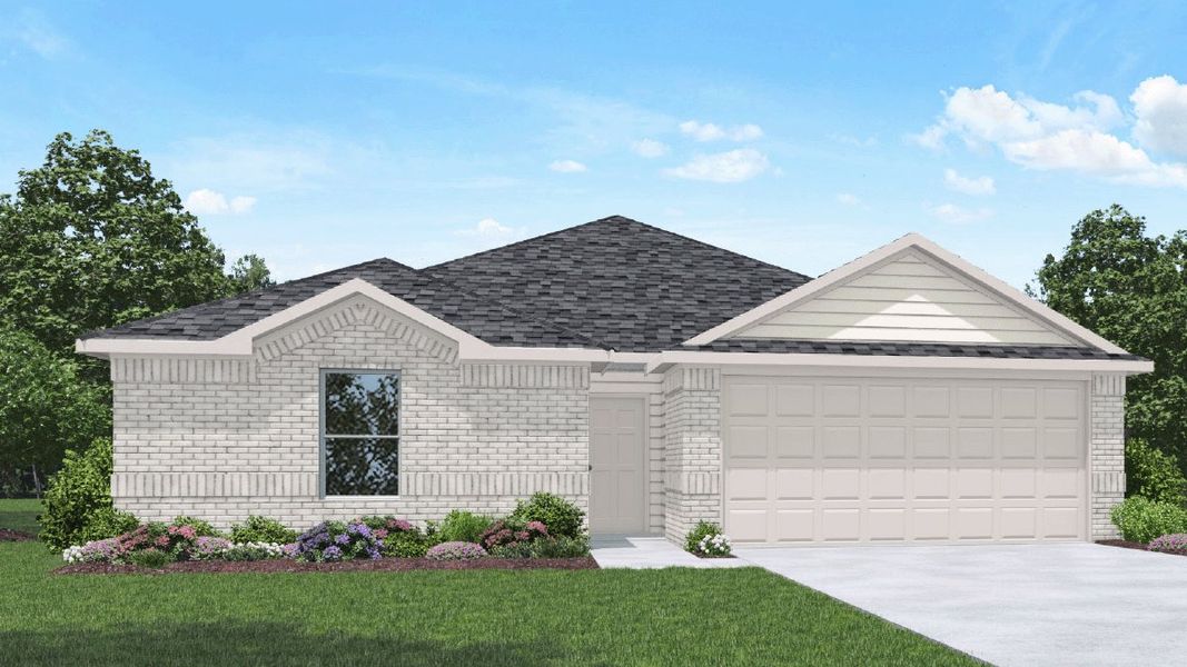 Representative exterior photo of a completed home built from the Bellvue by D.R. Horton in Medina, Dayton, TX (Image 1). Representative exterior photo of a completed home built from the Bellvue by D.R. Horton in Medina, Dayton, TX (Image 1).