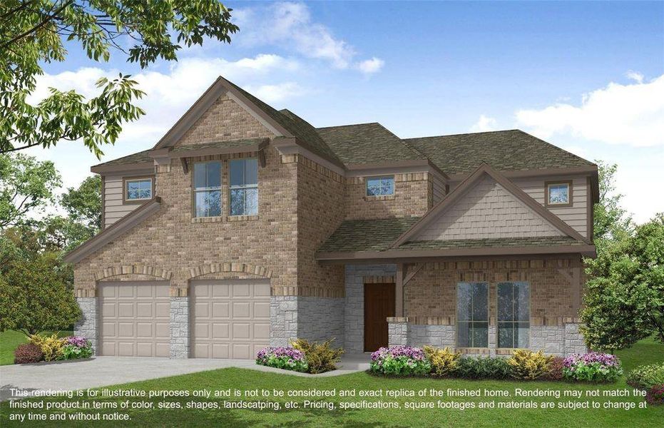 Front exterior of a new home in Briarwood Crossing, Rosenberg, TX, highlighting curb appeal (Image 1).