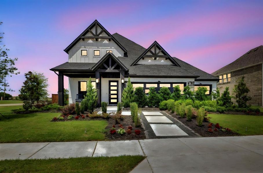 Front exterior of a new home in Polo Ridge, Mesquite, TX, highlighting curb appeal (Image 19).