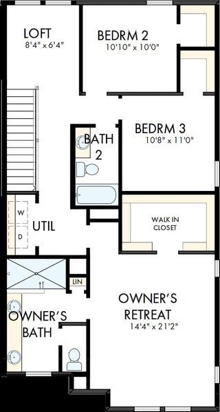 2D floor plan layout of this home in Crosscreek Walk  – Courtyard, Charleston, SC (Image 3).