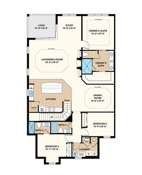 2D floor plan layout of this home in Esplanade by the Islands Coach Homes, Naples, FL (Image 2). 2D floor plan layout of this home in Esplanade by the Islands Coach Homes, Naples, FL (Image 2).