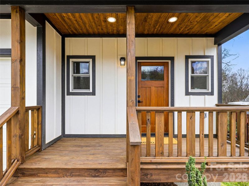 Exterior details and patio area of a home in , Asheville (Image 30).