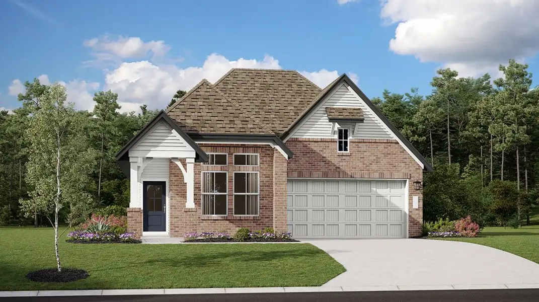 Front exterior of a new home in Plum Creek North, Kyle, TX, highlighting curb appeal (Image 1). Front exterior of a new home in Plum Creek North, Kyle, TX, highlighting curb appeal (Image 1).