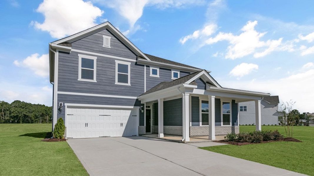 Representative exterior photo of a completed home built from the EDISTO by D.R. Horton in Eagle Creek, Fuquay Varina, NC (Image 18).