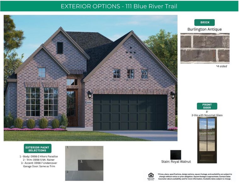 Elevation and Exterior Home Selections