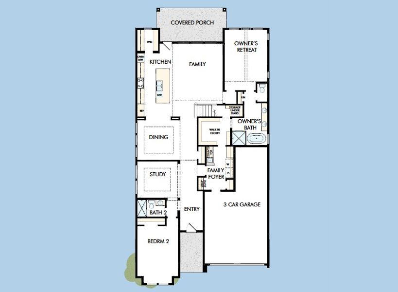 2D floor plan layout for the The Levi by David Weekley Homes in Furst Ranch, Bartonville, TX (Image 3).
