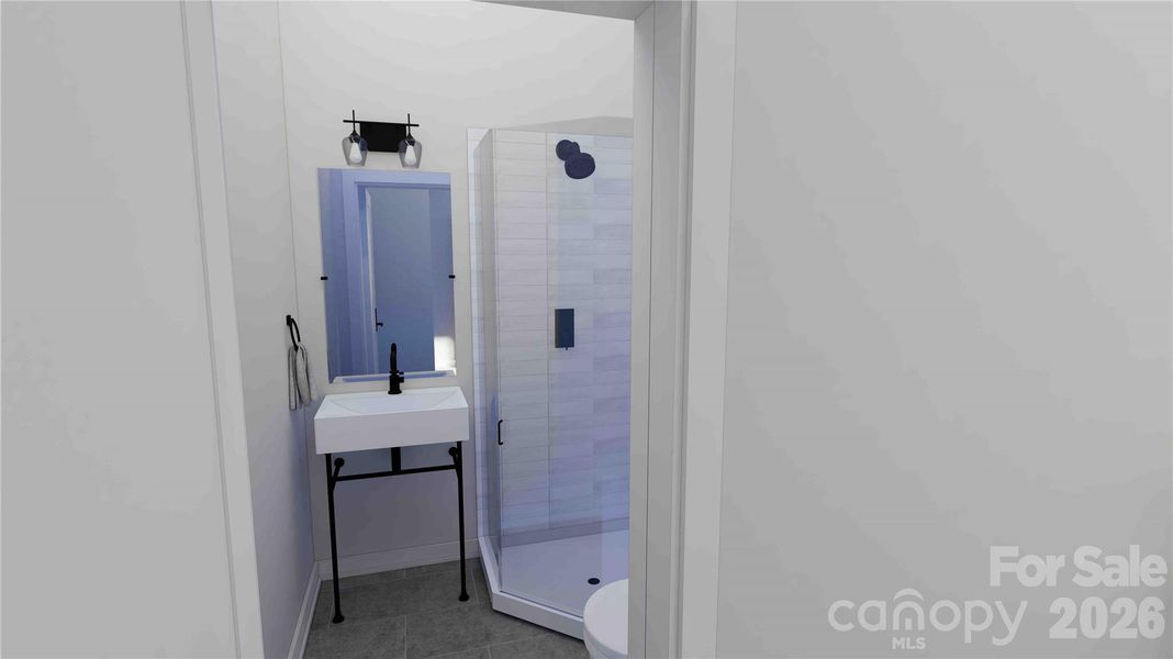 Upper level guest bedroom/office rendering