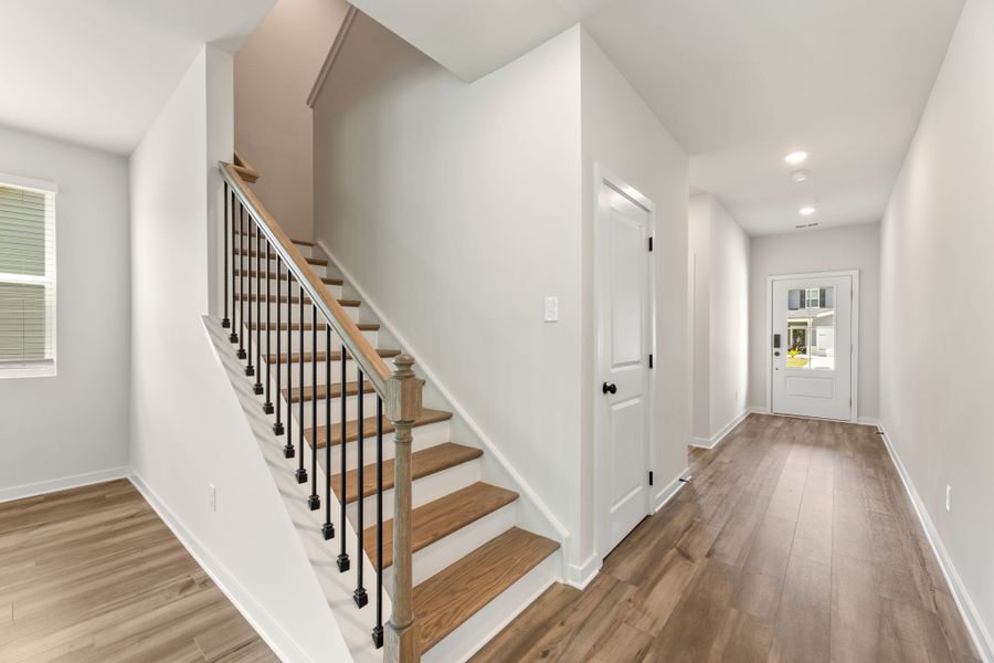 A staircase in a house. A staircase in a house.