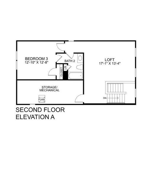 2D floor plan layout for the Palladio 2 Story by Ryan Homes in Lakes at Riverbend Single Family Homes, Navassa, NC (Image 2).