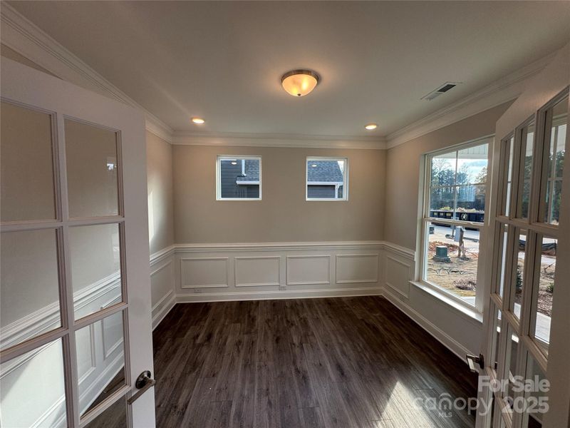 Office with French doors