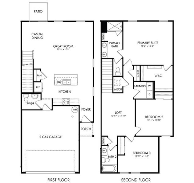 2D floor plan layout of this home in Cypress Meadows - The Villas, Jacksonville, FL (Image 3).