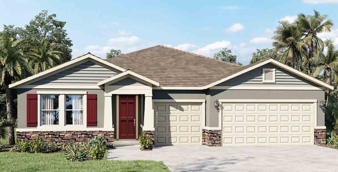 Representative exterior photo of a completed home built from the Camden by D.R. Horton in Preston Cove, St. Cloud, FL (Image 2). Representative exterior photo of a completed home built from the Camden by D.R. Horton in Preston Cove, St. Cloud, FL (Image 2).