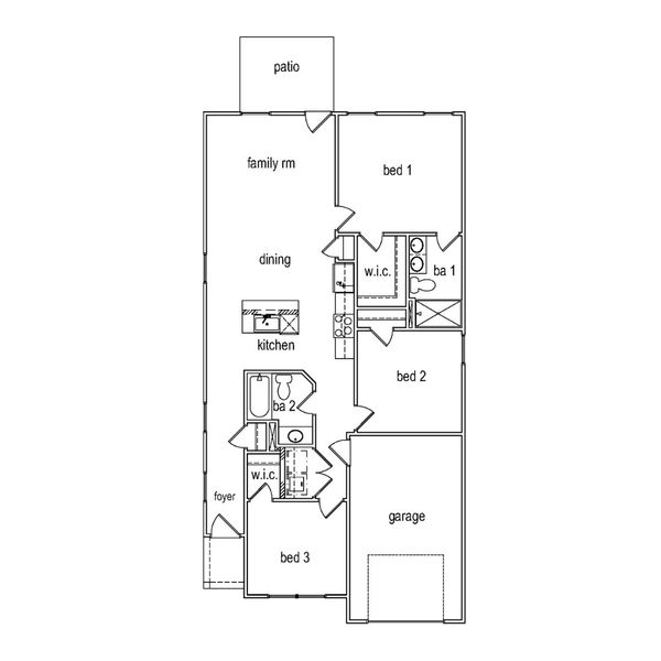 2D floor plan layout for the Juniper by McGuinn Homes in Reserves at Mill Creek, Columbia, SC (Image 2). 2D floor plan layout for the Juniper by McGuinn Homes in Reserves at Mill Creek, Columbia, SC (Image 2).