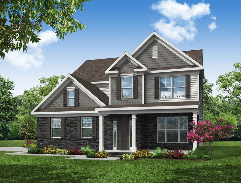 Representative exterior photo of a completed home built from the Atherton by Eastwood Homes in Twin Creek Forsyth, Kernersville, NC (Image 6).
