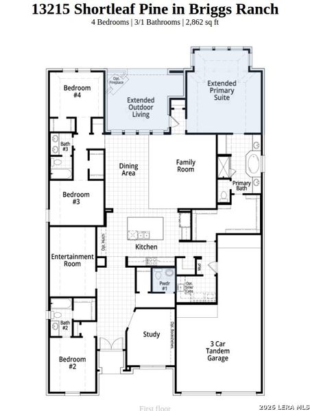 2D floor plan layout of this home in Briggs Ranch, San Antonio, TX (Image 3). 2D floor plan layout of this home in Briggs Ranch, San Antonio, TX (Image 3).