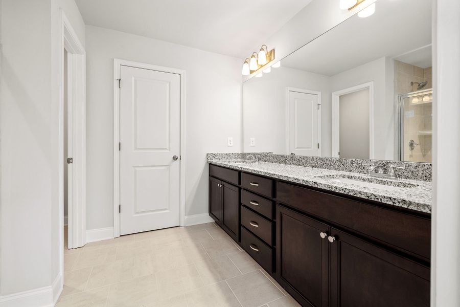 Dual vanities within the master bathroom