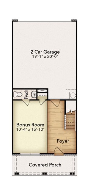 2D floor plan layout for the Ingram Rowhome by Parkside Builders in Anderson Park, Hendersonville, TN (Image 5).