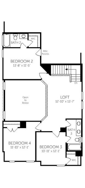 2D floor plan layout for the Karnes by Coventry Homes in Pecan Square, Northlake, TX (Image 4).