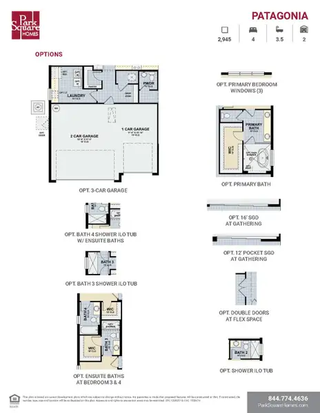2D floor plan layout for the Patagonia by Park Square Residential in The Sanctuary at Seaire, Parrish, FL (Image 4).