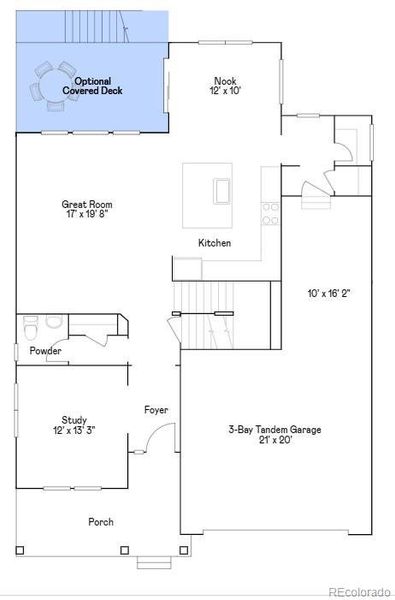 2D floor plan layout of this home in Willow Bend: The Monarch Collection, Thornton, CO (Image 2).