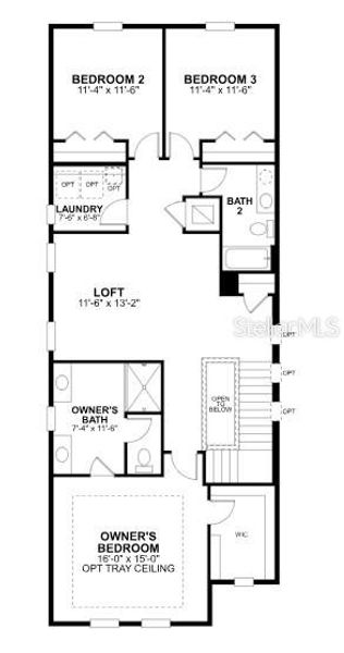 2D floor plan layout of this home in Lake Star at Ovation, Winter Garden, FL (Image 5).