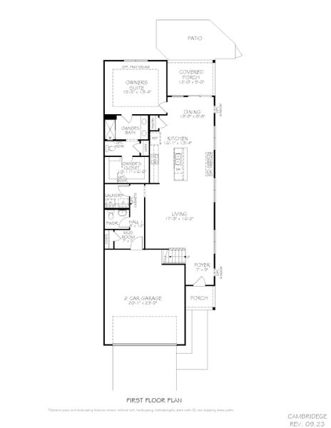 2D floor plan layout for the Cambridge by Epcon Communities in The Courtyards at Oak Grove, Durham, NC (Image 24).