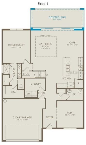 2D floor plan layout of this home in Amelia Groves, St. Cloud, FL (Image 3).