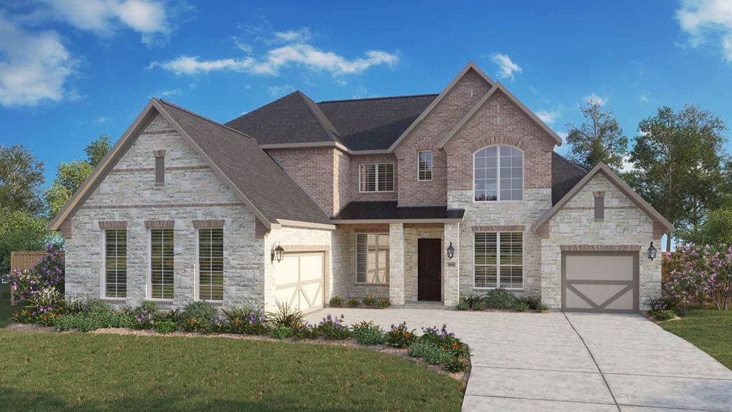 Representative exterior photo of a completed home built from the Longspur by DRB Homes in Oaks at San Gabriel, Georgetown, TX (Image 2).