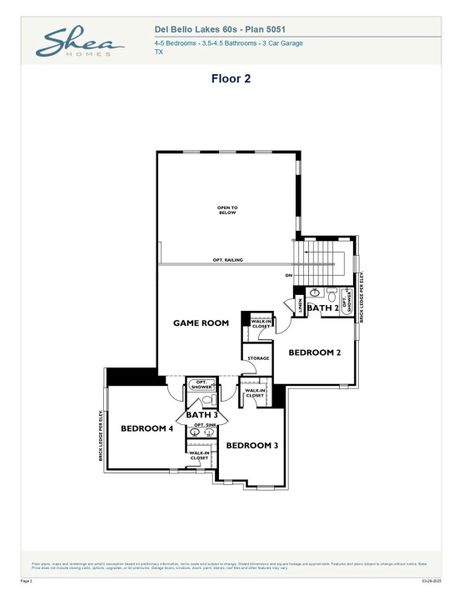 2D floor plan layout of this home in Del Bello Lakes 60', Manvel, TX (Image 3). 2D floor plan layout of this home in Del Bello Lakes 60', Manvel, TX (Image 3).